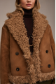 Reversible suede sheepskin coat in camel color