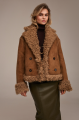 Reversible suede sheepskin coat in camel color
