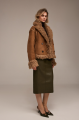 Reversible suede sheepskin coat in camel color