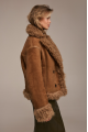 Reversible suede sheepskin coat in camel color