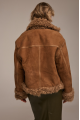 Reversible suede sheepskin coat in camel color