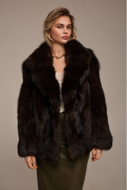 Dark chocolate fox fur coat