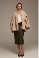 Loose-fitting beige suede sheepskin coat