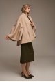 Loose-fitting beige suede sheepskin coat