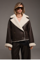 Reversible short brown sheepskin bomber jacket