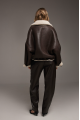 Reversible short brown sheepskin bomber jacket
