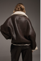 Reversible short brown sheepskin bomber jacket