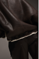 Reversible short brown sheepskin bomber jacket