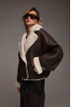 Reversible short brown sheepskin bomber jacket