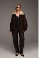 Brown suede jacket with fur collar