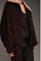 Brown suede jacket with fur collar