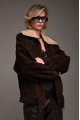Brown suede jacket with fur collar