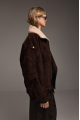 Brown suede jacket with fur collar