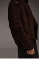 Brown suede jacket with fur collar
