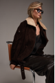 Brown suede jacket with fur collar