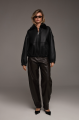 Black bomber sheepskin coat