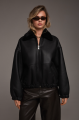 Black bomber sheepskin coat