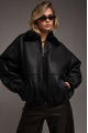 Black bomber sheepskin coat