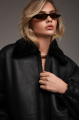 Black bomber sheepskin coat
