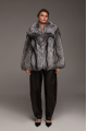 Stylish gray fox fur coat