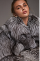 Stylish gray fox fur coat