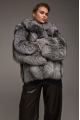 Stylish gray fox fur coat