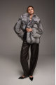 Stylish gray fox fur coat
