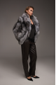 Stylish gray fox fur coat