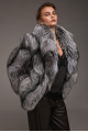 Stylish gray fox fur coat