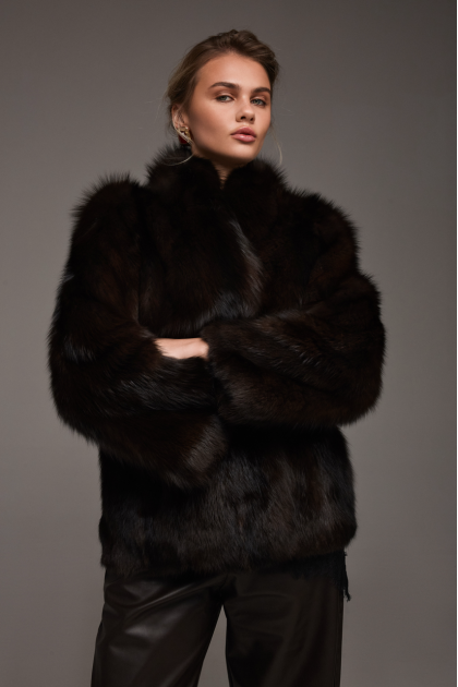 Dark chocolate fox fur coat