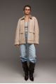 Beige suede sheepskin coat