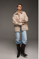 Beige suede sheepskin coat