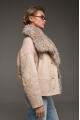 Women's suede sheepskin coat in beige color