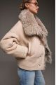 Women's suede sheepskin coat in beige color