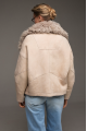 Women's suede sheepskin coat in beige color