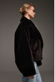 Reversible short bomber jacket in dark chocolate color