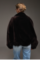 Reversible short bomber jacket in dark chocolate color