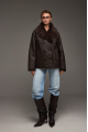 Stylish chocolate-colored Tuscan sheepskin coat