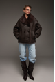 Stylish chocolate-colored Tuscan sheepskin coat