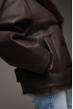 Stylish chocolate-colored Tuscan sheepskin coat