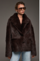 Double-sided sheepskin coat made of Tuscan sheepskin in dark chocolate color