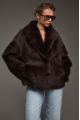 Double-sided sheepskin coat made of Tuscan sheepskin in dark chocolate color