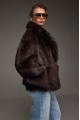 Double-sided sheepskin coat made of Tuscan sheepskin in dark chocolate color