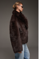 Double-sided sheepskin coat made of Tuscan sheepskin in dark chocolate color