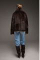 Double-sided sheepskin coat made of Tuscan sheepskin in dark chocolate color