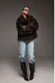 Double-sided sheepskin coat made of Tuscan sheepskin in dark chocolate color