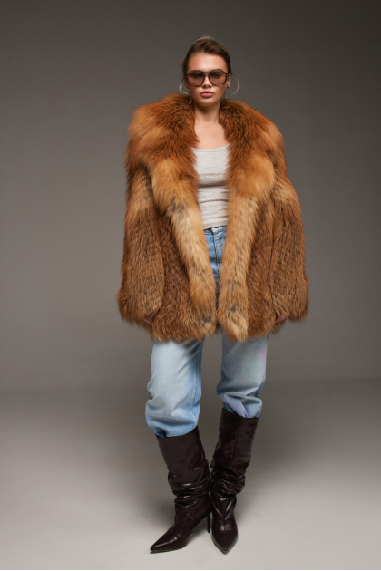 Women's red fox fur coat