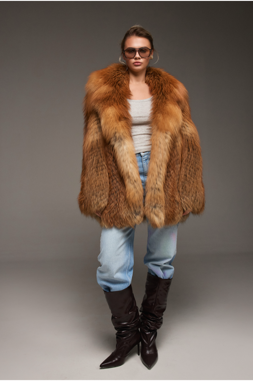 Women's red fox fur coat