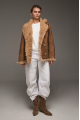 Brown suede sheepskin coat made of natural sheepskin