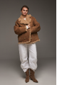 Brown suede sheepskin coat made of natural sheepskin